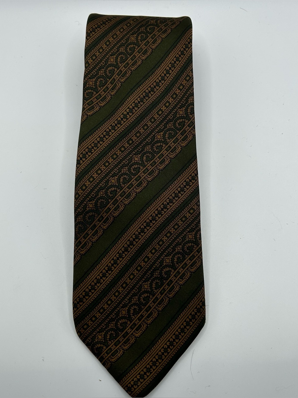Givenchy vintage brown and olive silk tie